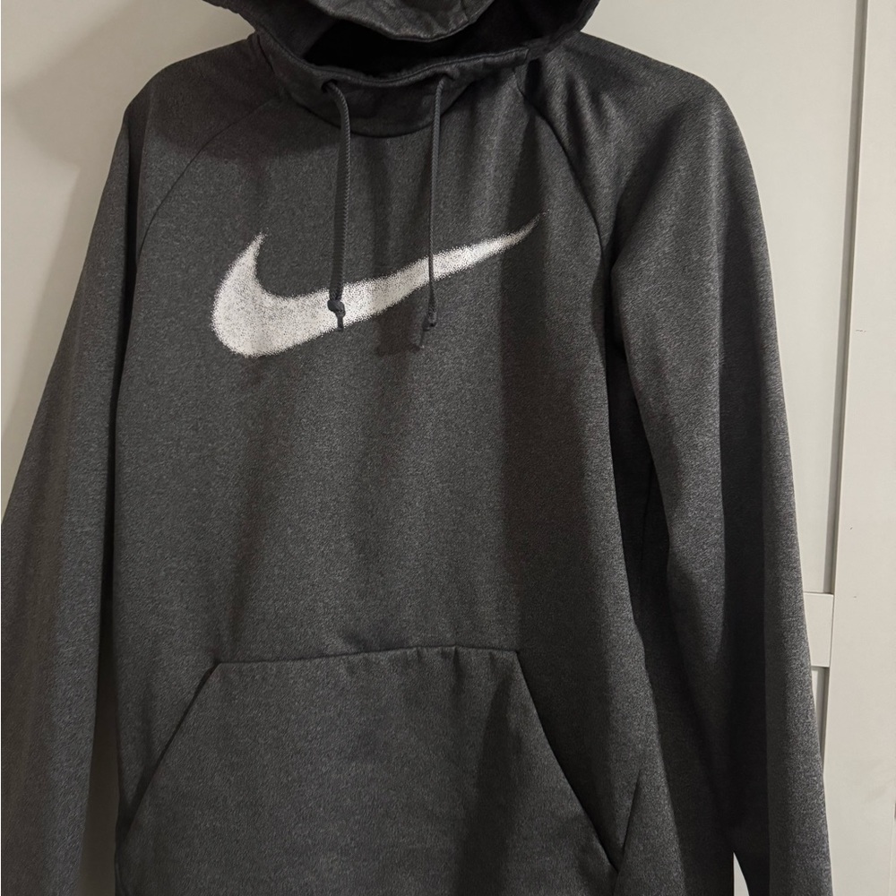 Nike Men's Charcoal Hoodie with White Logo